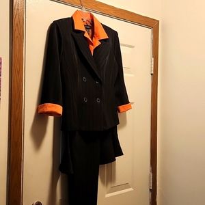 Alyn Paige women's black and orange pinstripe suit
